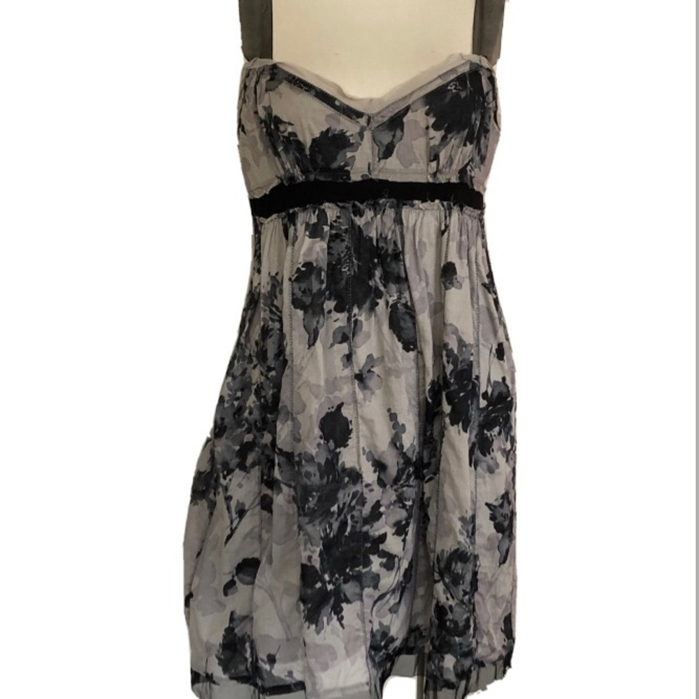 LOFT Black Grey floral sundress sz 12